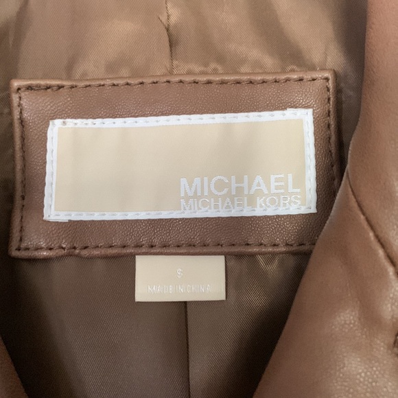 Michael Kors Genuine Leather Jacket Brown Size Small - Picture 4 of 11